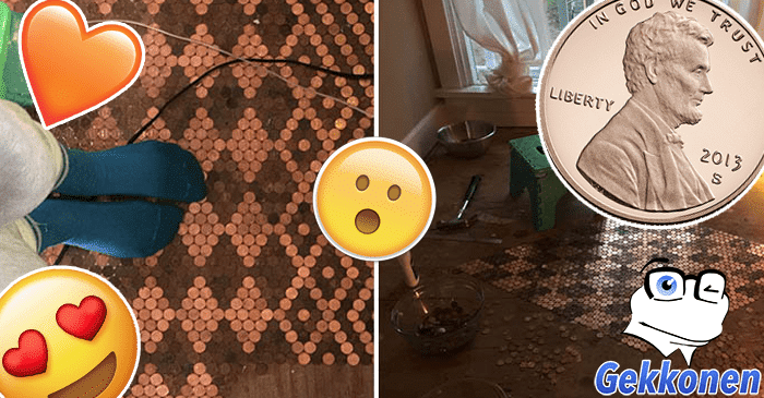 Nainen teki uuden lattian 13 tuhannesta kolikosta – Katso kuvat