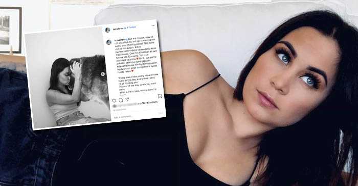 Anna Abreu menetti rakkaan perheenjäsenen: Hannibal koiralle koskettava Instagram-kirjoitus