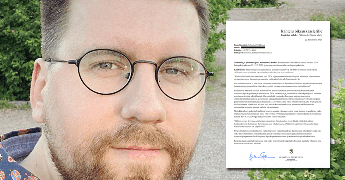 Sebastian Tynkkynen teki pääministeri Sanna Marinista kantelun oikeuskanslerille: ”Haastan sinut epäisänmaallinen pääministeri”