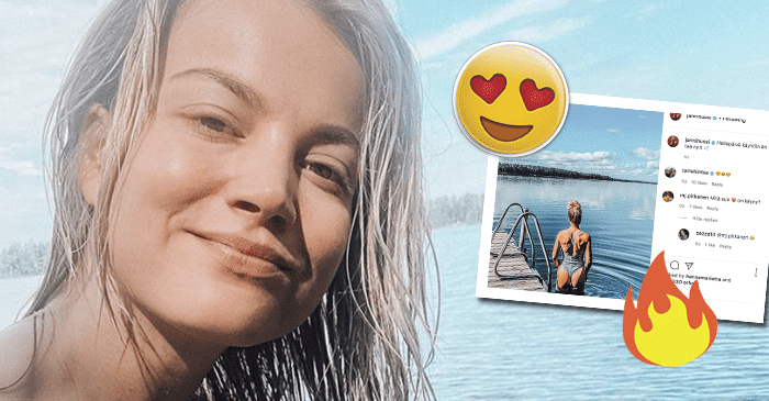 Janni Hussi paljasti uhkeat pakaransa uintiretkellä, takana oleva upea järvimaisema tekee kuvasta täydellisen!