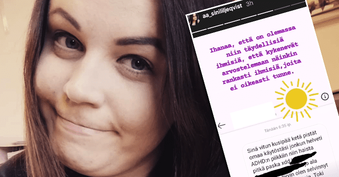 Näin karua vihapostia BB-Sini saa: ”Nolaat kaikki joilla on ADHD!”