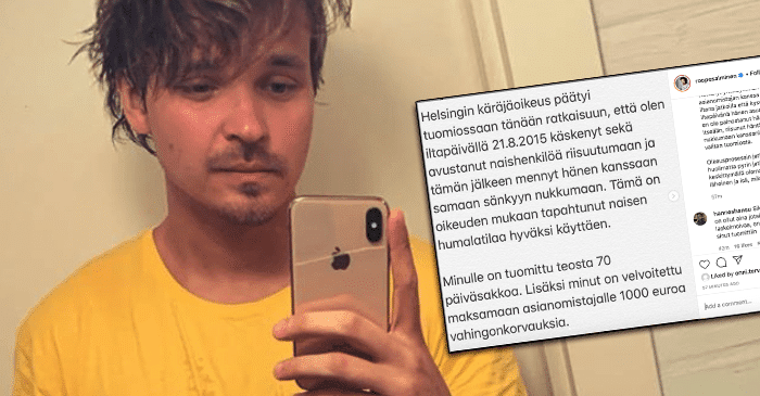 Roope Salminen tuomittiin pakottamisesta seksuaaliseen tekoon: Juontaja valittaa tuomiosta: ”En ole painostanut häntä riisumaan”