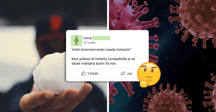 Feissarimokat: Huolestunut äiti kysyy voiko lumipallosta saada koronaviruksen