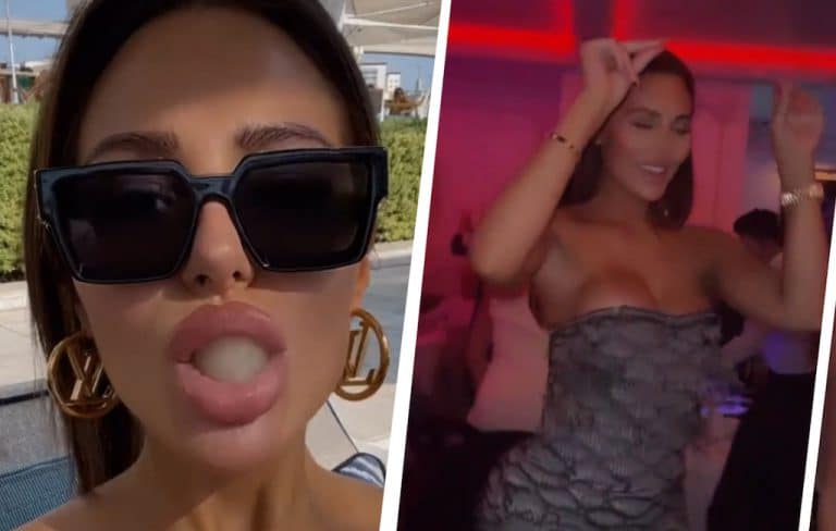 Wou! Sofia Belórf innostui tanssimaan Dubain kuppiloissa: Uhkea silikonipovi tursusi ulos mekosta! – Tarjoilijan ele oli paljonpuhuva – Kuvat