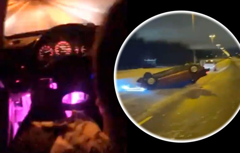 Raju ulosajo tallentui videolle: Nuori kuski menettää autonsa hallinnan pimeällä ja talvisella tiellä – Nopeutta lähes 200km/h